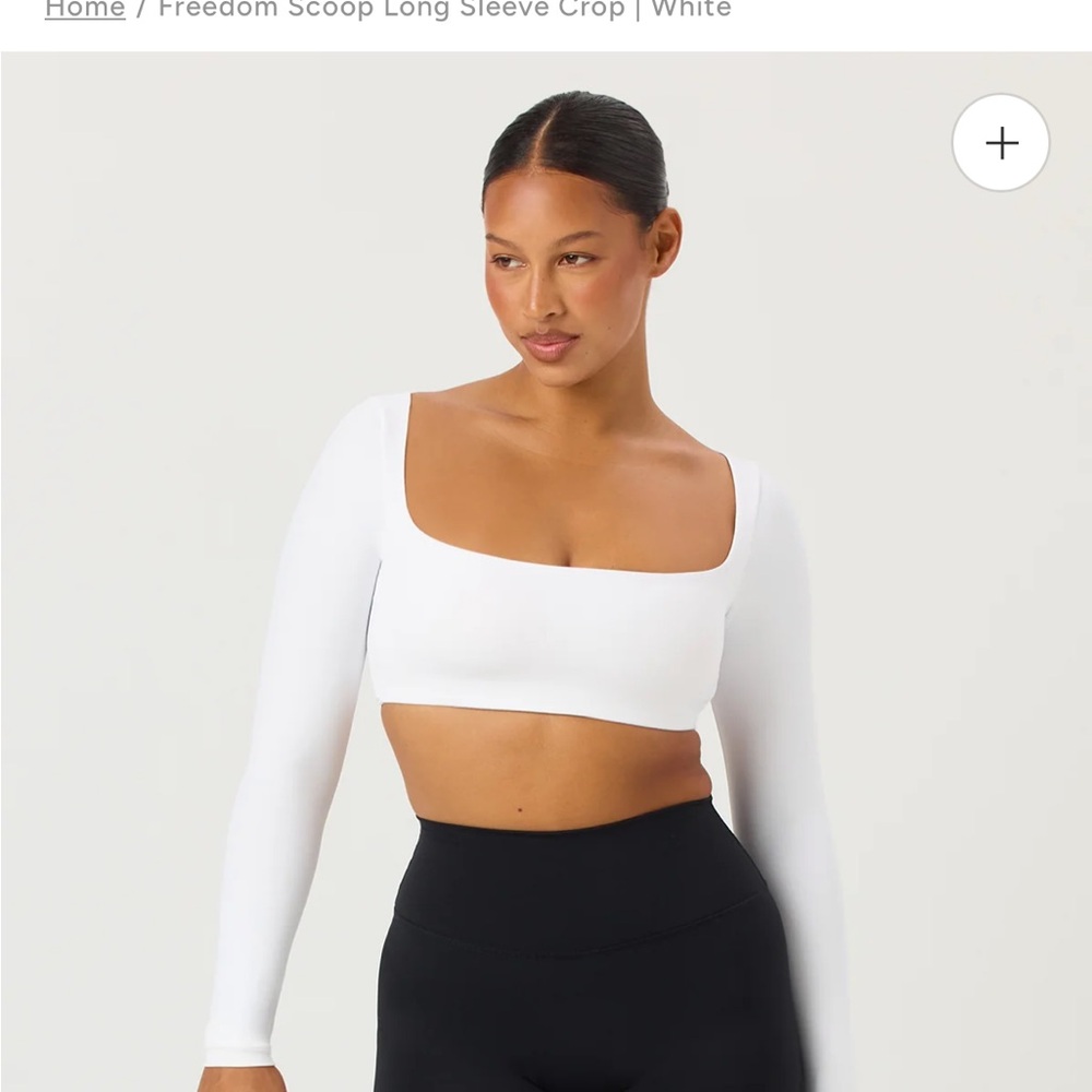 CSB freedom scoop White Long Sleeve Crop Top